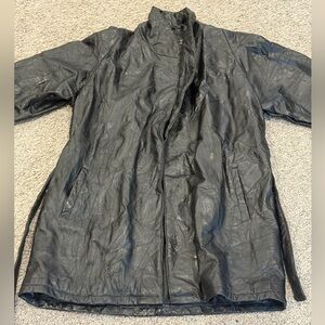 Italian Stone Genuine Leather Black Leather Coat